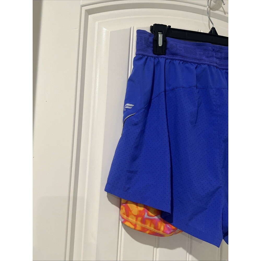 Fabletics Perforated Run 2" Shorts 2-in-1 Design Cobalt Purple Orange Medium - Picture 4 of 11